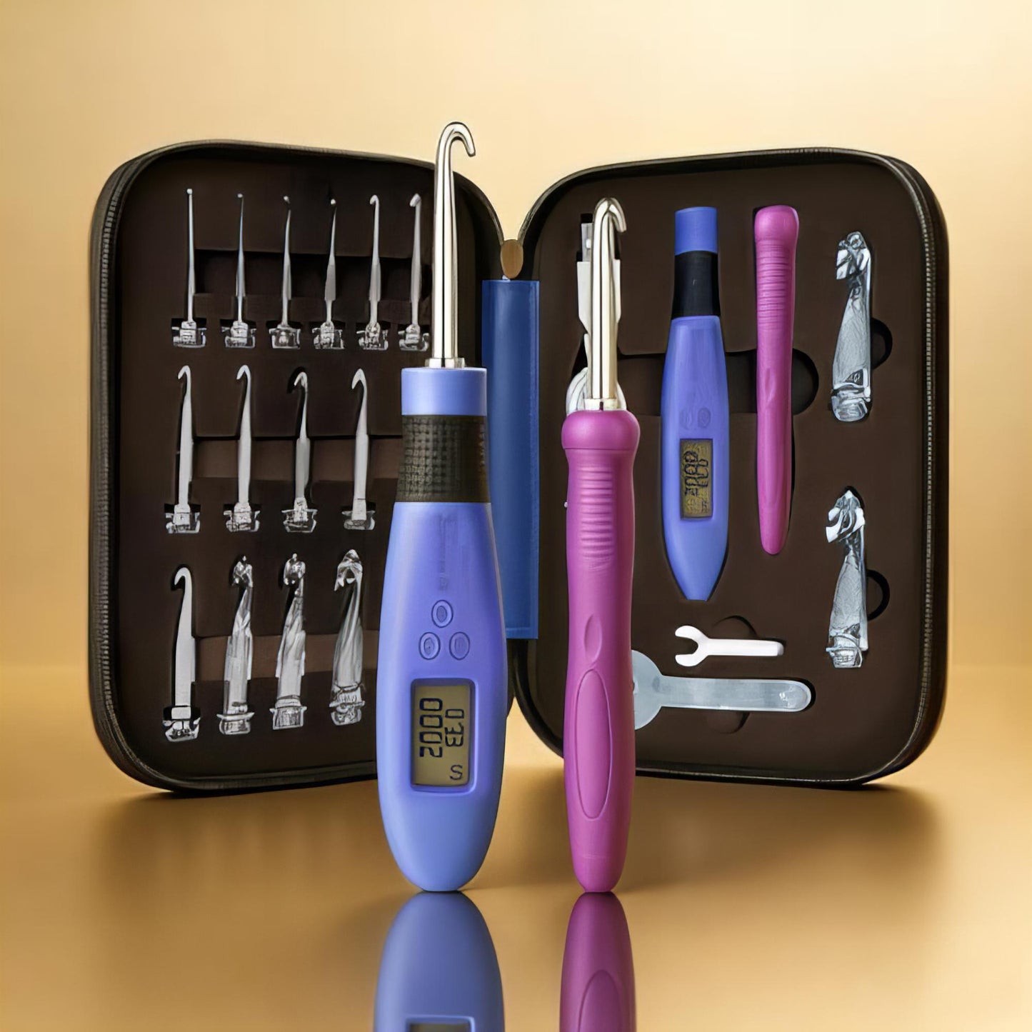 Ergonomic Crochet Hook, for Stitch & Row Counter, Light Up Interchangeable Crochet Needle