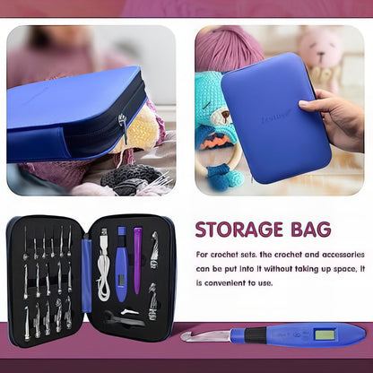 Ergonomic Crochet Hook, for Stitch & Row Counter, Light Up Interchangeable Crochet Needle