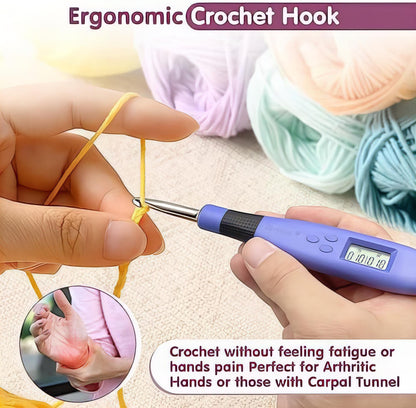 Ergonomic Crochet Hook, for Stitch & Row Counter, Light Up Interchangeable Crochet Needle