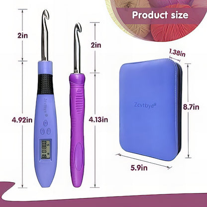 Ergonomic Crochet Hook, for Stitch & Row Counter, Light Up Interchangeable Crochet Needle