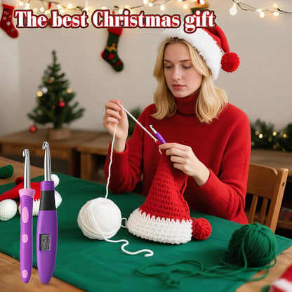 Ergonomic Crochet Hook, for Stitch & Row Counter, Light Up Interchangeable Crochet Needle